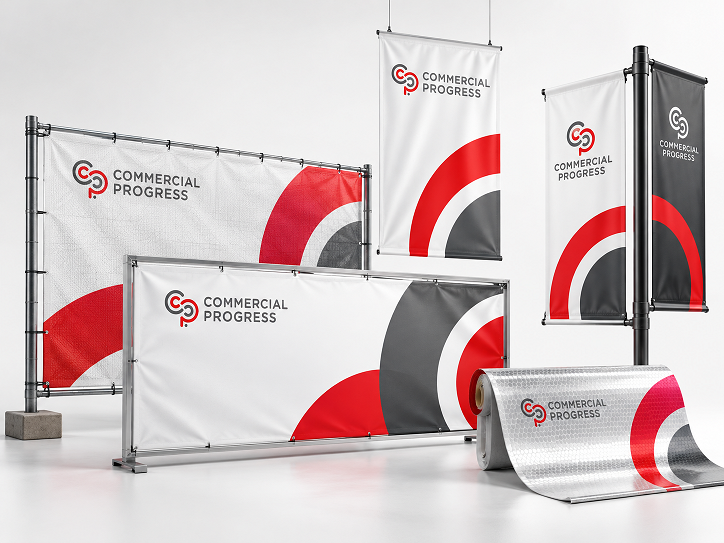 Banery reklamowe na wymiar: profesjonalnie napięte banery frontlit, mesh i banery dwustronne – Commercial Progress